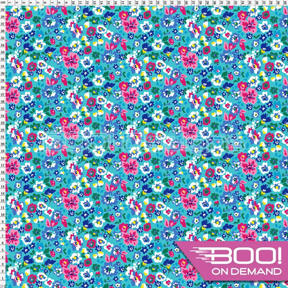 Spandex Peony Aqua Fabric