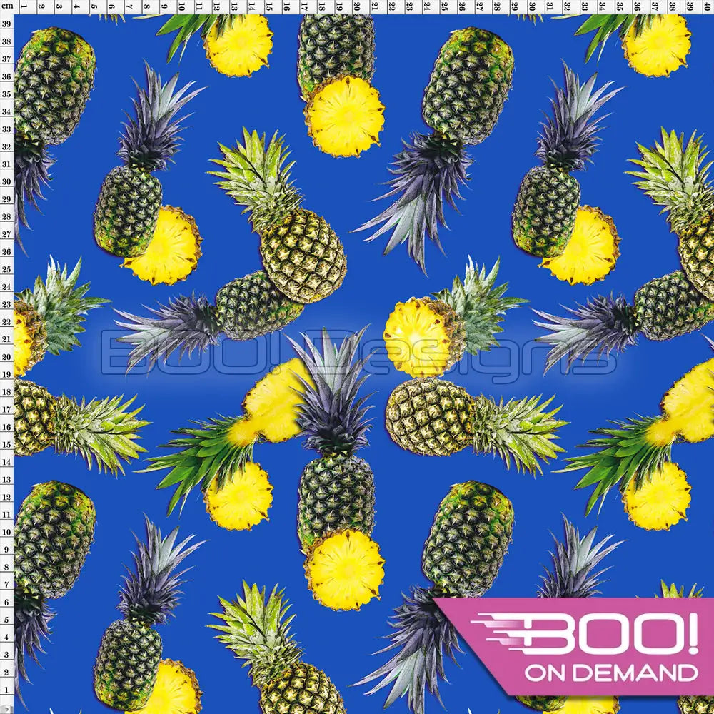 Spandex Pineapple Blue Fabric
