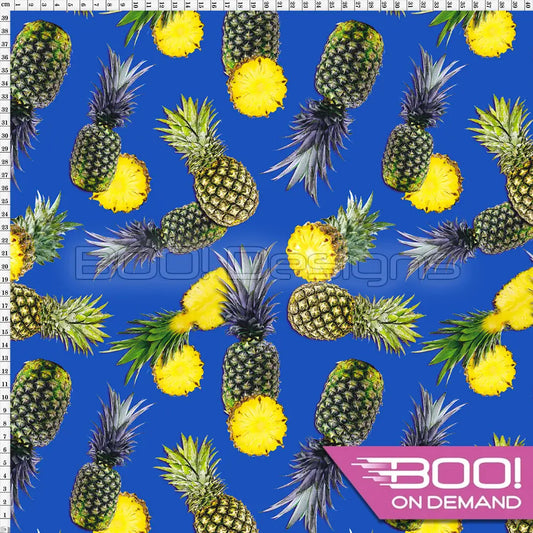 Spandex Pineapple Blue Fabric