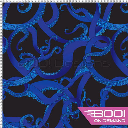 Spandex Pirate Kraken Blue Fabric