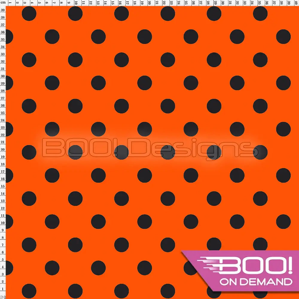 Spandex Polka Dot 20mm Black Orange Fabric