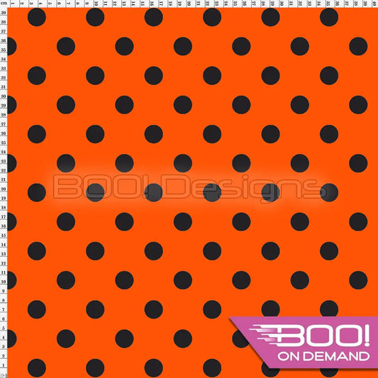 Spandex Polka Dot 20mm Black Orange Fabric
