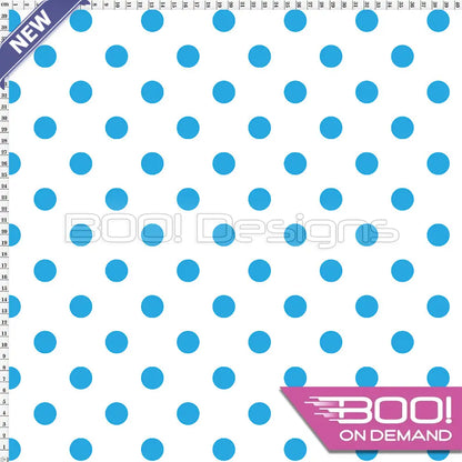 Spandex Polka Dot 20mm Blue on White Fabric