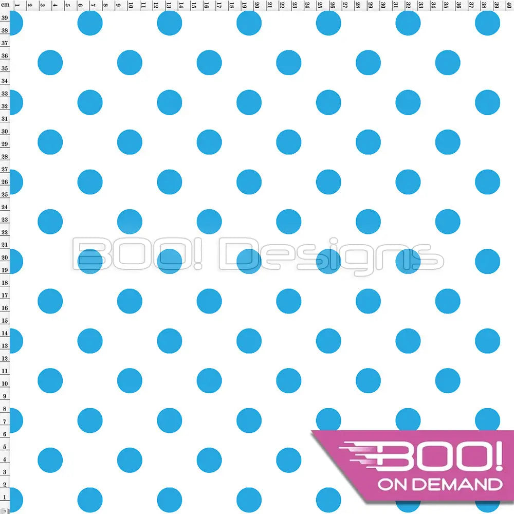 Spandex Polka Dot 20mm Blue on White Fabric
