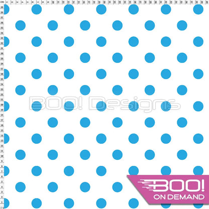 Spandex Polka Dot 20mm Blue on White Fabric