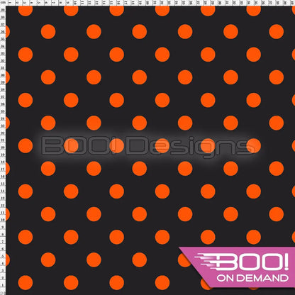 Spandex Polka Dot 20mm Orange Black Fabric
