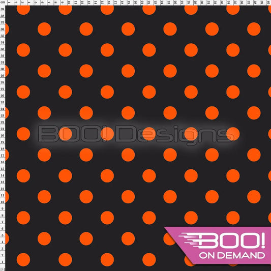 Spandex Polka Dot 20mm Orange Black Fabric