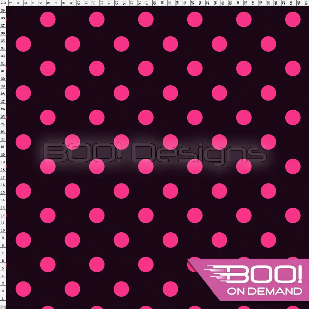 Spandex Polka Dot 20mm Pink on Black - Fabric