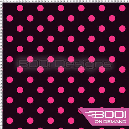 Spandex Polka Dot 20mm Pink on Black - Fabric
