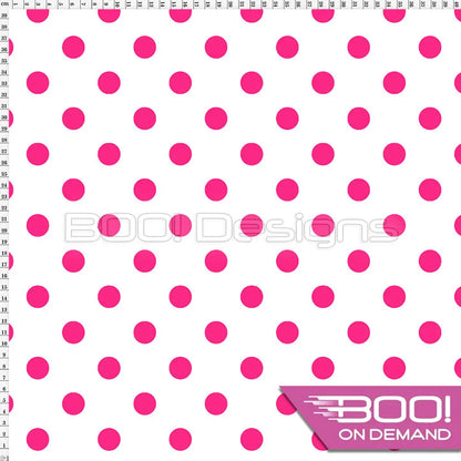 Spandex Polka Dot 20mm Pink on White Fabric