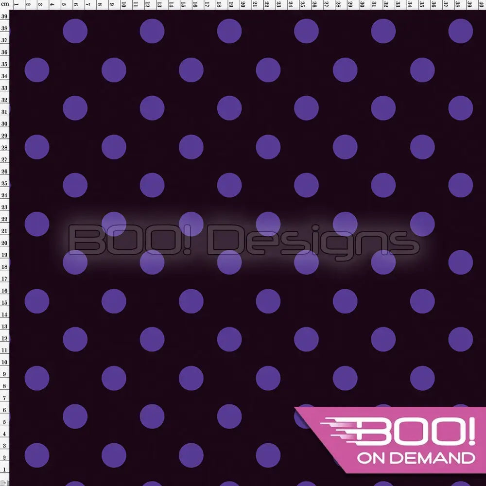 Spandex Polka Dot 20mm Purple on Black - Fabric