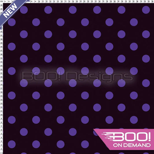 Spandex Polka Dot 20mm Purple on Black - Fabric
