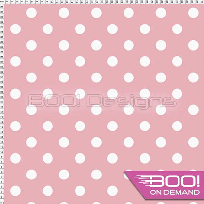 Spandex Polka Dot 20mm White on Baby Pink - Fabric