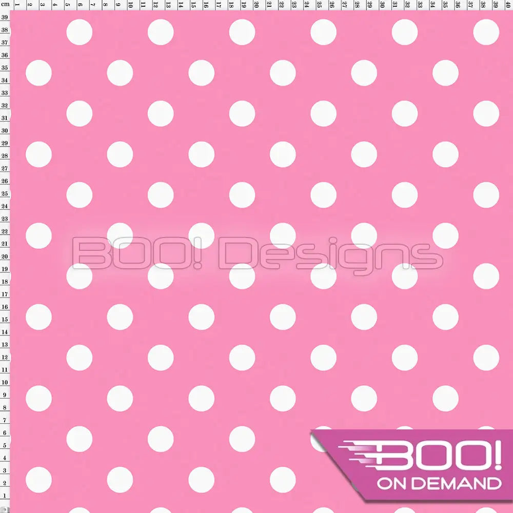 Spandex Polka Dot 20mm White on Barbie Pink - Fabric