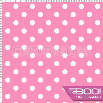 Spandex Polka Dot 20mm White on Barbie Pink - Fabric