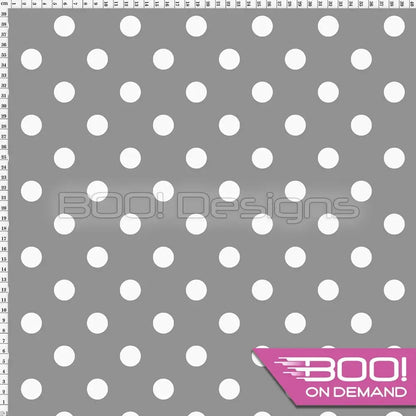 Spandex Polka Dot 20mm White on Grey - Fabric