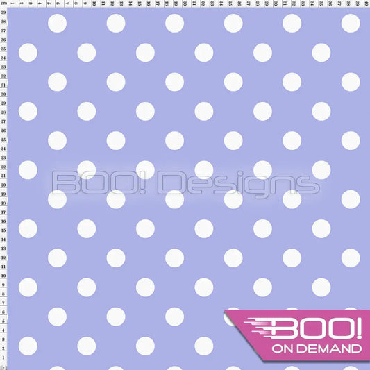 Spandex Polka Dot 20mm White on Lilac - Fabric