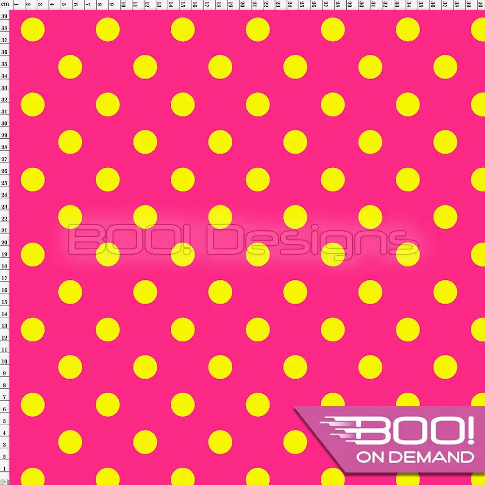 Spandex Polka Dot 20mm Yellow Pink Fabric