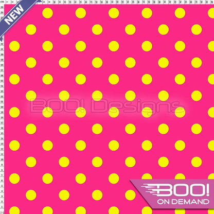 Spandex Polka Dot 20mm Yellow Pink Fabric