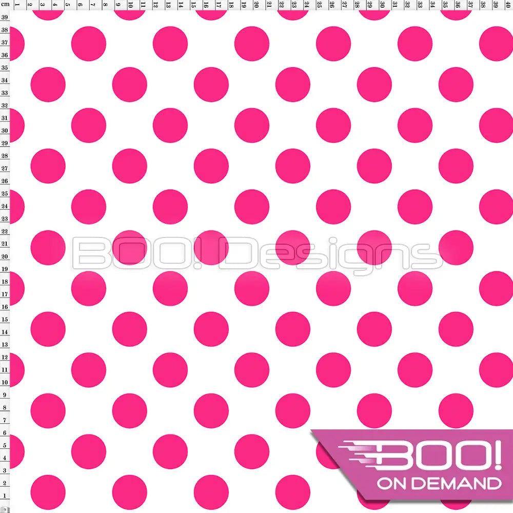 Spandex Polka Dot 28mm Pink on White Fabric
