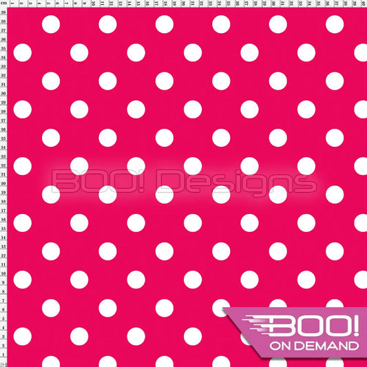 Spandex Polka Dot White on Hot Pink 20mm Fabric