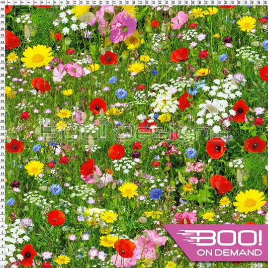 Spandex Poppy Meadow Fabric