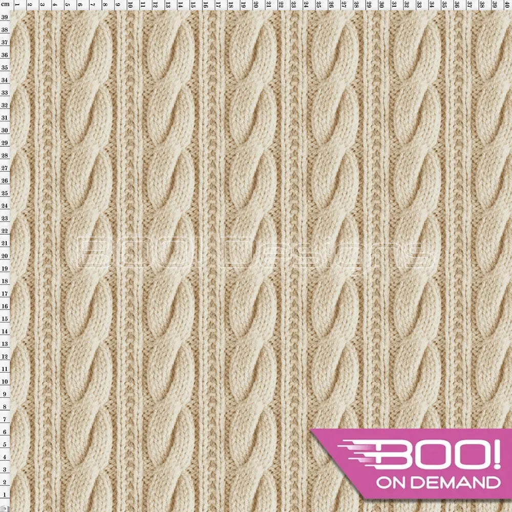 Spandex Printed Cable Knit Oatmeal Fabric