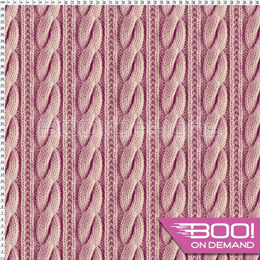 Spandex Printed Cable Knit Plum Fabric