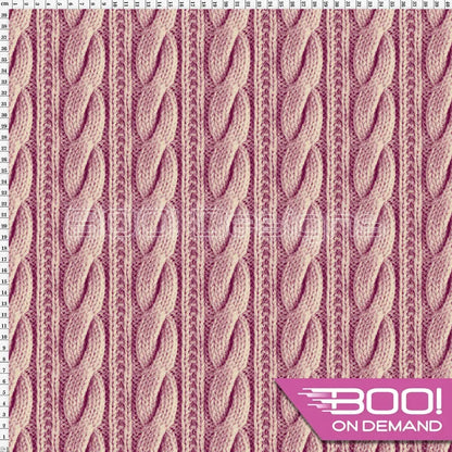 Spandex Printed Cable Knit Plum Fabric