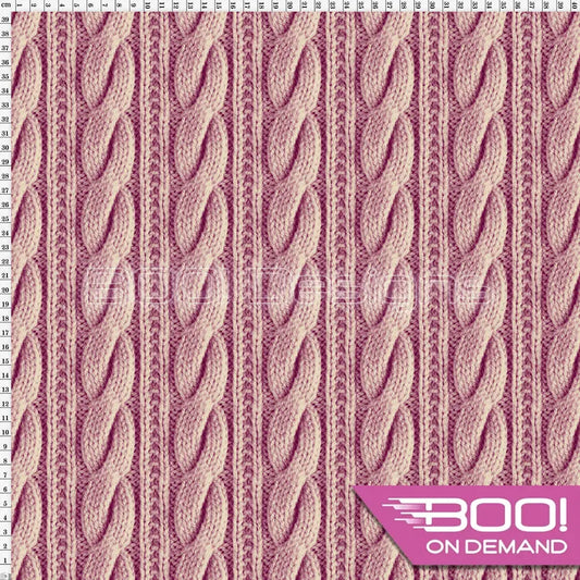 Spandex Printed Cable Knit Plum Fabric