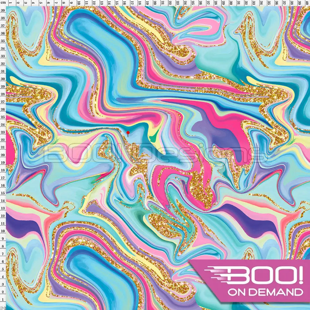 Spandex Printed Glitter Marble Gold Fabric