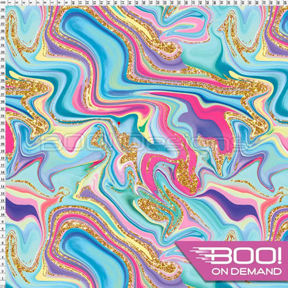 Spandex Printed Glitter Marble Gold Fabric