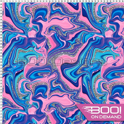 Spandex Printed Glitter Marble Pink Fabric