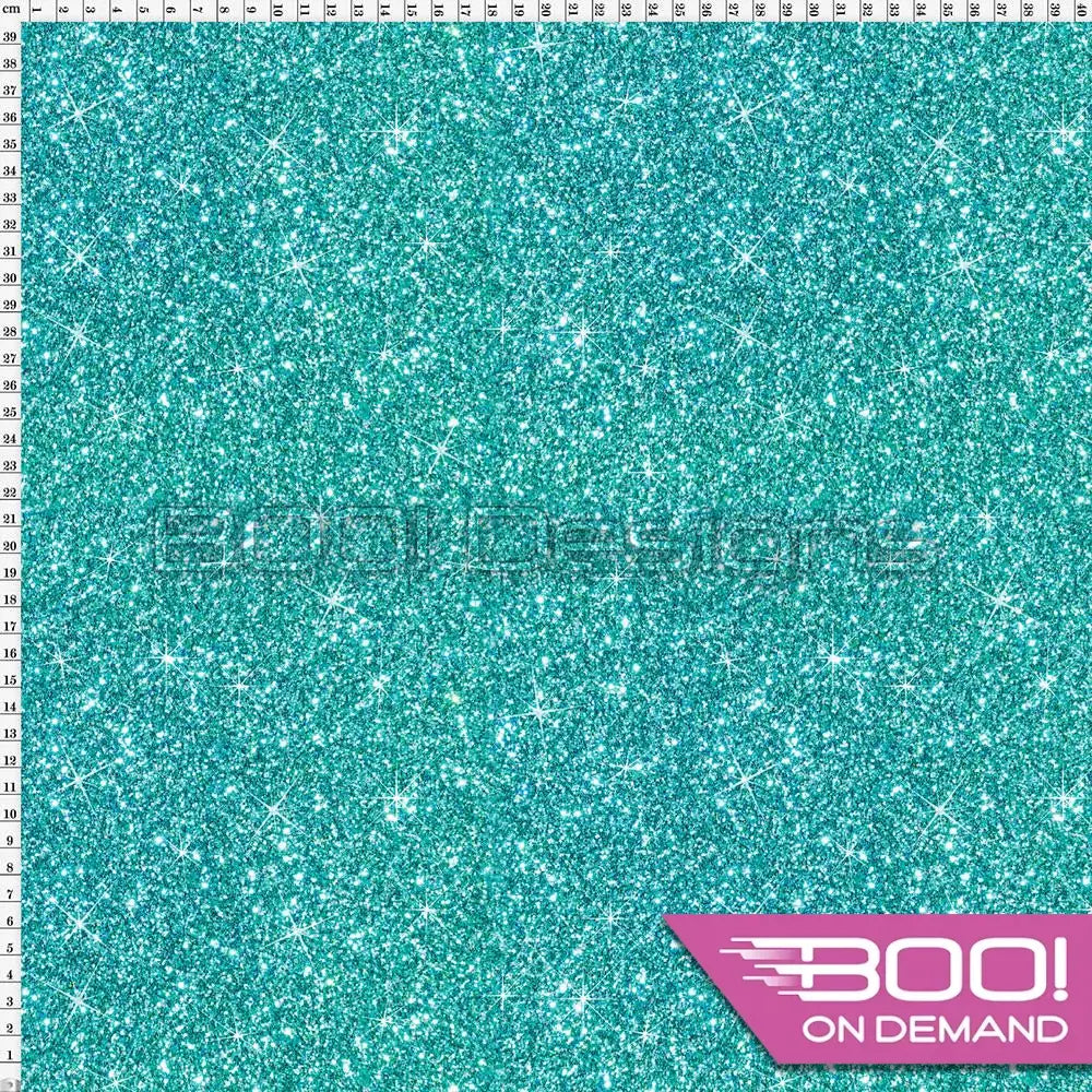 Spandex Printed Glitter Teal Fabric