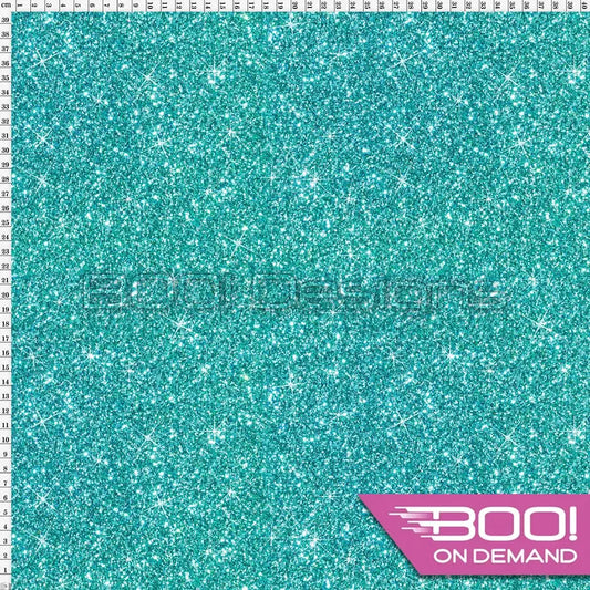 Spandex Printed Glitter Teal Fabric