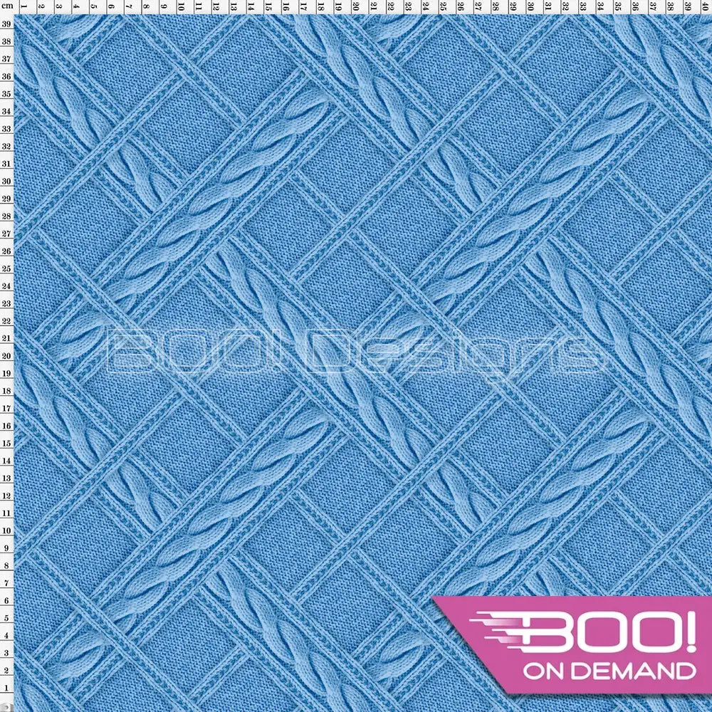 Spandex Printed Knit Check Blue Fabric