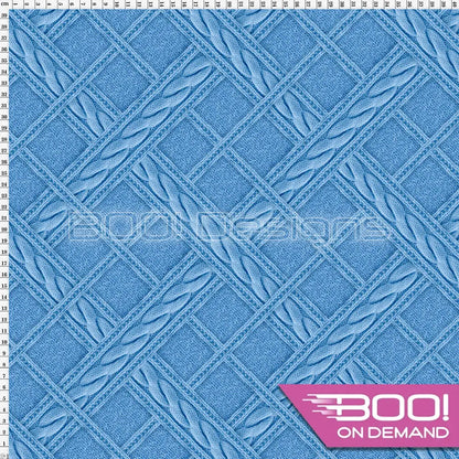 Spandex Printed Knit Check Blue Fabric