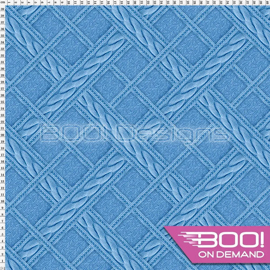Spandex Printed Knit Check Blue Fabric