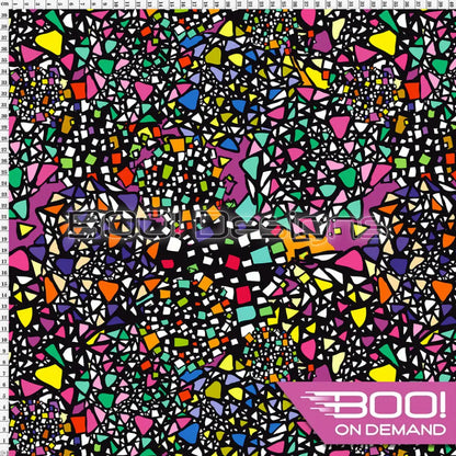Spandex Rainbow Mosaic Black Fabric