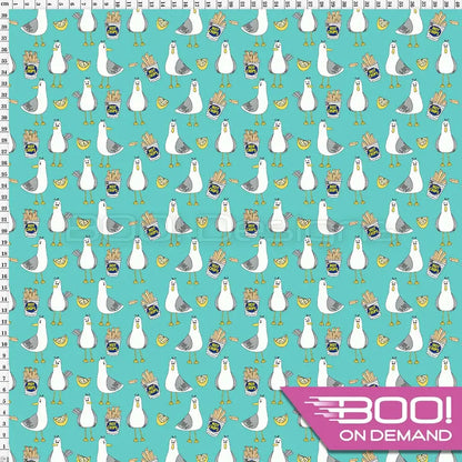 Spandex Seagulls & Chips Mint Fabric
