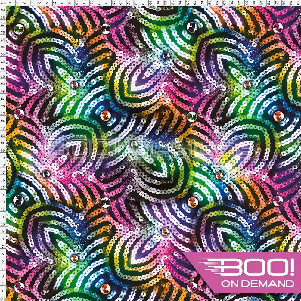 Spandex Sequin Flower Multi Fabric