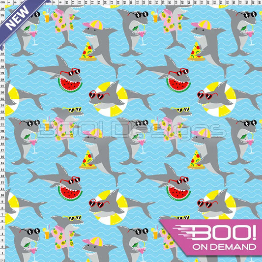 Spandex Shark Party Fabric