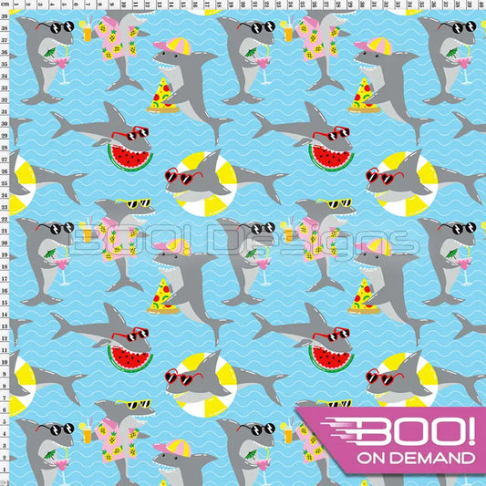Spandex Shark Party Fabric