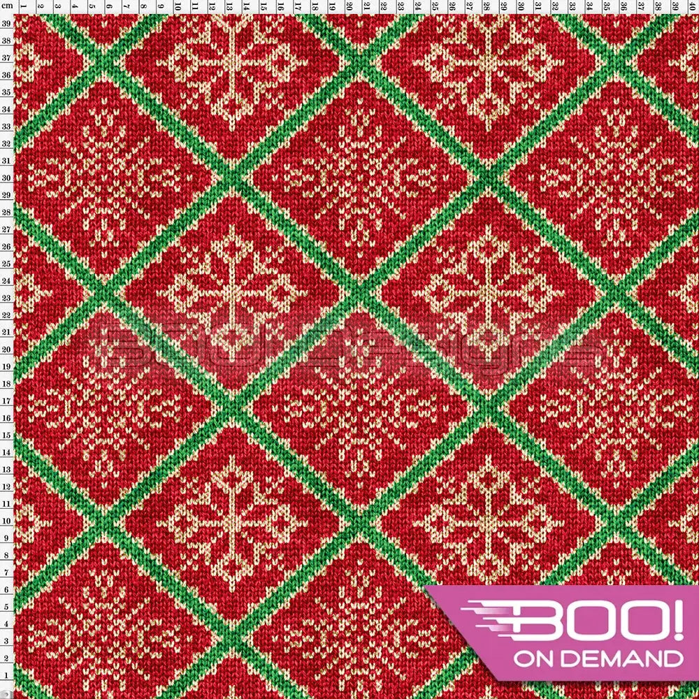 Spandex Snowflake Knit Red Fabric