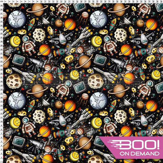 Spandex Space Boy Yellow Fabric