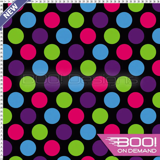Spandex Spots Large Multi Black - Fabric