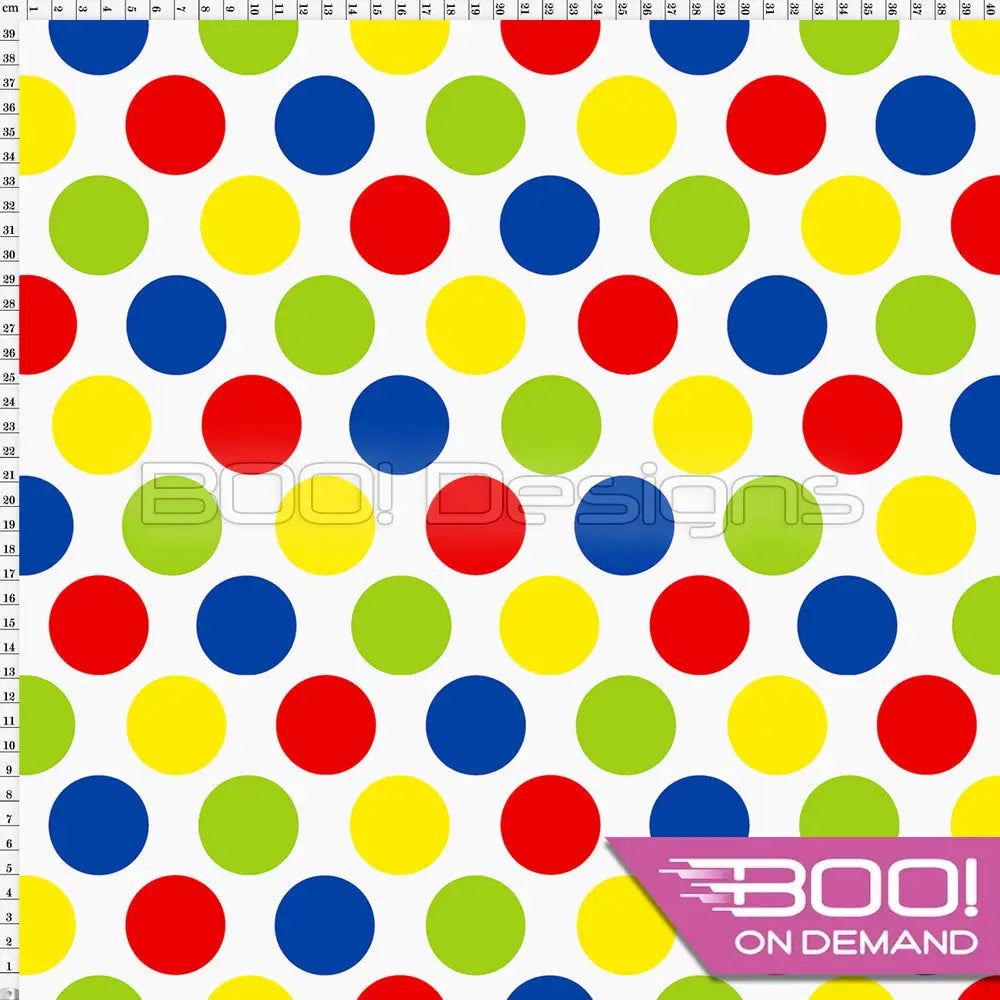 Spandex Spotty Blue Green Red Yellow - Fabric