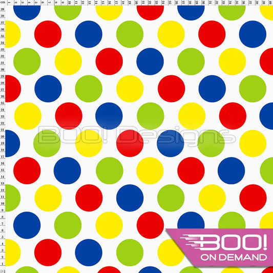 Spandex Spotty Blue Green Red Yellow - Fabric