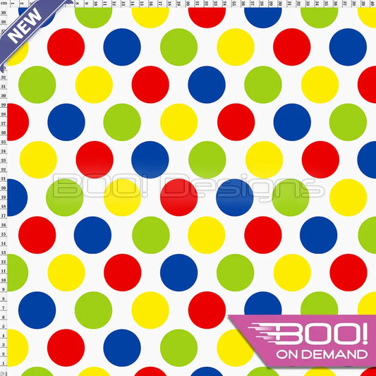 Spandex Spotty Blue Green Red Yellow - Fabric