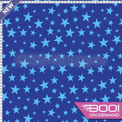 Spandex Stars Multi Blue on Royal Fabric